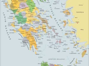 Πολιτικός χάρτης Ελλάδας στα Ελληνικά με νομούς.