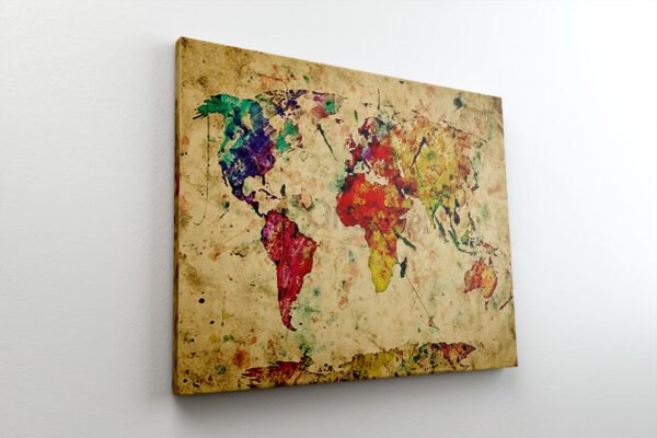 Παγκόσμιος χάρτης υδατογραφία Καμβάς με τελάρο