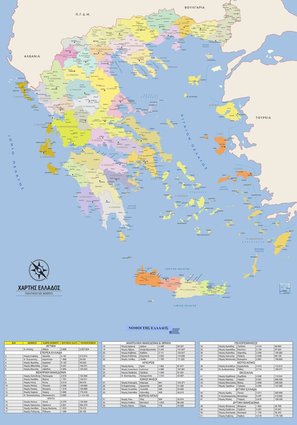 χάρτης Ελλάδας με νομούς