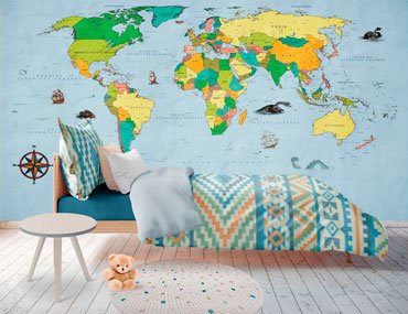 ταπετσαρία τοίχου παγκόσμιος χάρτης